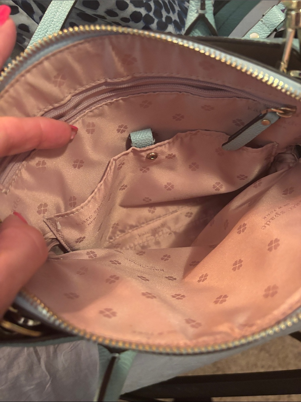 kate spade light blue pebbled leather satchel - Picture 4 of 4